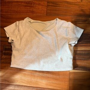 KAN Klassy Network Ribbed Crop Top Built-In double lines Gray XL (0376)